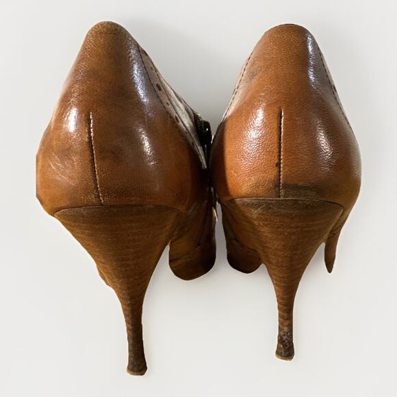 Enzo Angiolini Women's 9.5M Brown Leather Easena Ankle Side Zip Stiletto Booties - Picture 4 of 5